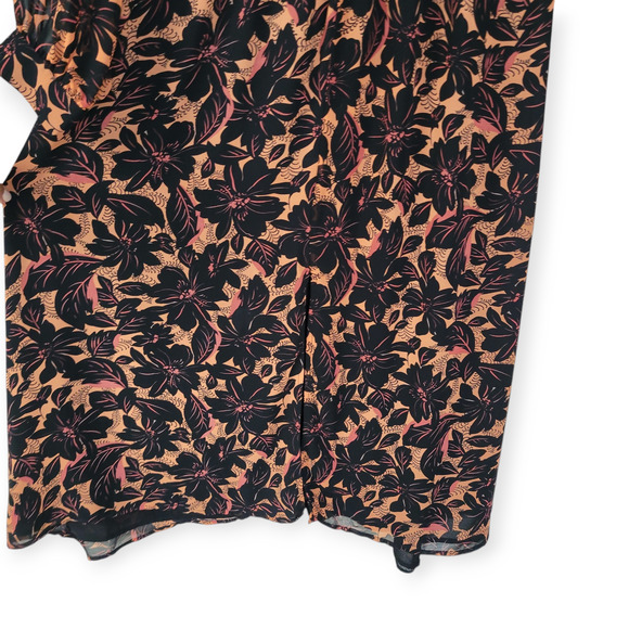 ASTR The Label Floral Smocked V-Neck Long Sleeve Dress Black/Coral Women Sz L - Picture 10 of 16